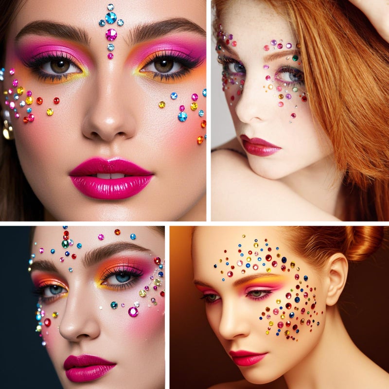 yueton 12 Sheets Colorful Assorted Size Self Adhesive Bling Rhinestone Craft Jewels Gem Diamond Sticker Embellishments 3 Different Pattern Acrylic Stickers - Image 4